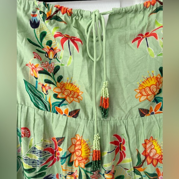 Farm Rio Off-The-Shoulder Tiered Floral Maxi Dress, Size M - Picture 7 of 11